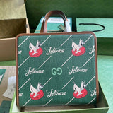 Gucci Women's Bag Top version 【**Version】2023New Children's Printing Series Tote Bag Pink Jason Pattern2024New Children's Bags Tote Package Vegetable Basket Bag605614New Sausage Dog Bichon LADYBIRD