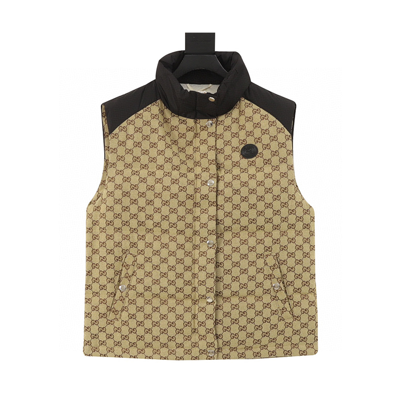 Gucci Down Jacket Full Printed Jacquard Presbyopic Stitching down Vest for Men and Women