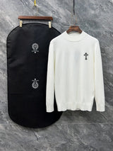 Chrome Hearts Sweater Logo LOGO Three-Dimensional Mock Neck Sweater Long Sleeve Idle Style OS Loose Fit Unisex Versatile Casual Loose Knit Sweater Jacket for Men and Women