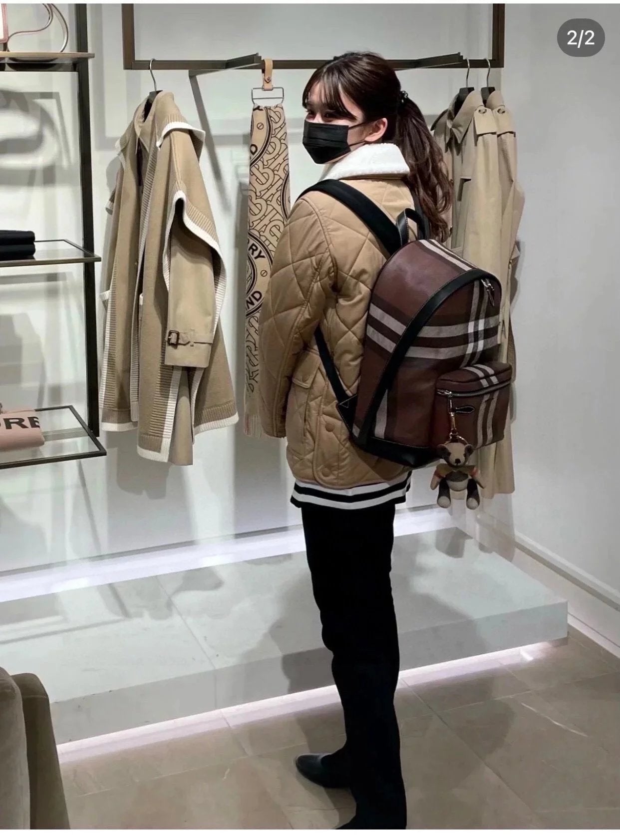 Burberry backpack Top version 23New Floral Print Birch Brown Plaid Backpack Plaid Eco-friendly Canvas Backpack Schoolbag Unisex Backpack30.5x14.5x42.5cm