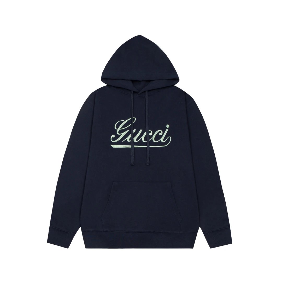Gucci Hoodie English Letter Embroidery Hoodie Sweatshirt Jacket Unisex Sports Casual Loose Fit Versatile