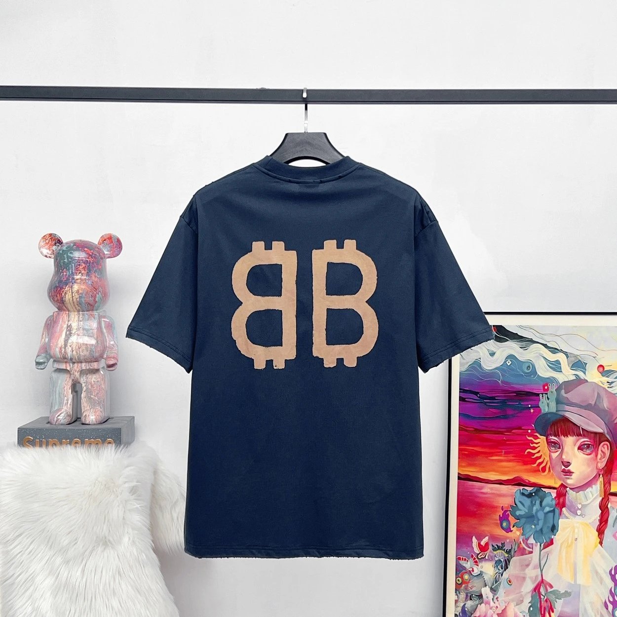 Balenciaga T-shirt Double B Direct Injection Printing logo round Neck Short Sleeve25ss New pure cotton T Unisex T-Shirt OS Loose Fit Base Shirt Top T-Shirt Short Sleeve