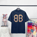 Balenciaga T-shirt Double B Direct Injection Printing logo round Neck Short Sleeve25ss New pure cotton T Unisex T-Shirt OS Loose Fit Base Shirt Top T-Shirt Short Sleeve