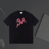 Gucci T-shirt Front Color-Block Letter Snake Year Limited Edition Print logo round Neck Short Sleeve25ss New Pure Cotton Unisex Style T T-shirt OS Loose Fit Base Shirt Top Half Sleeve T-Shirt