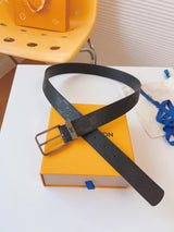Louis Vuitton LV Belt Top version 【Counter Quality】The Most New Belt3.5cm Men's Belt Pin Buckle Men's Leather Belt with Classic Presbyopic Checkerboard Plaid Belt with Genuine Goods Packaging in and out of the Counter No Problem Versatile Casual Fashion F