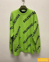 Balenciaga Clothing New Letters logo Jacquard Knit Casual round Neck Sweater Men's Top Women's