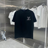 Louis Vuitton LV T-shirt Letter Embroidery logo Denim Patch Embroidered Crew Neck Short Sleeve25ss New Pure Cotton Unisex Style T T-shirt OS Loose Fit Base Shirt Top Half Sleeve T-Shirt