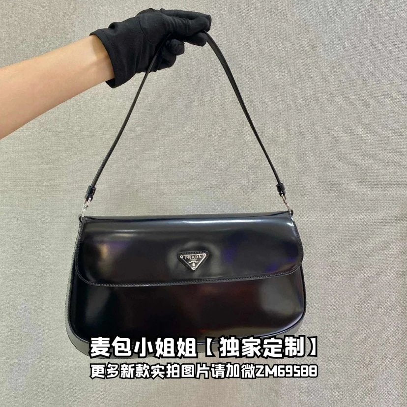 PRADA Bag Top version Latest Mirror Calfskin Long Underarm Bag Flap Bag Vintage Bag Handbag Shoulder Bag Crossbody Bag Women's Bag Women's Bag1BD276