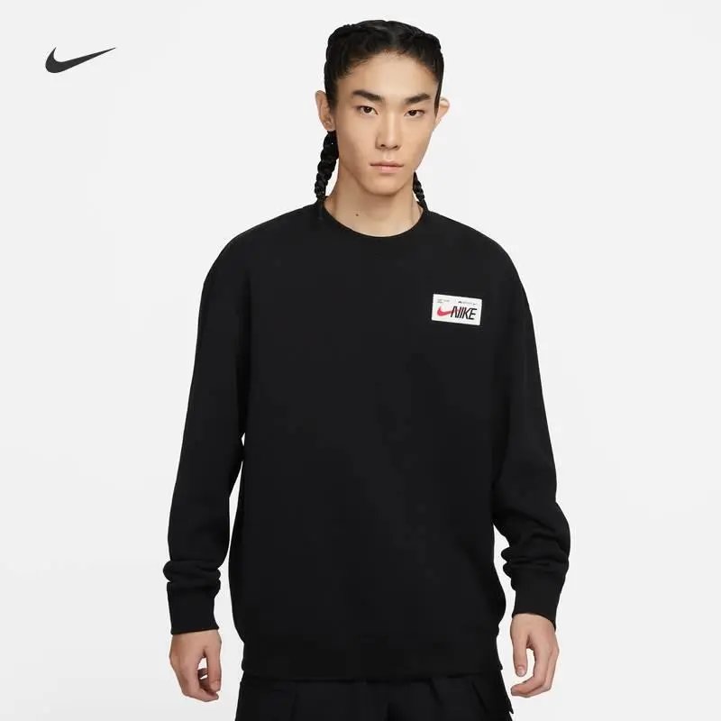 Nike Men's Sweater Spring and Autumn Fleece Thermal Knitting Casual round Neck Sports Long Sleeve Pullover FD4059