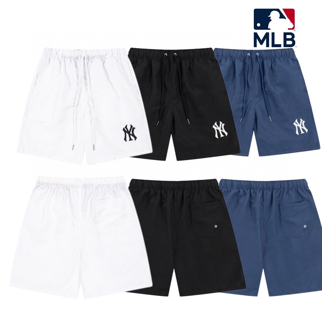 MLB Shorts Top Version South Korea Summer Shorts Men's and Women's New Presbyopic Full Printed Sports Jeans Fifth Pants Casual Beach Pants