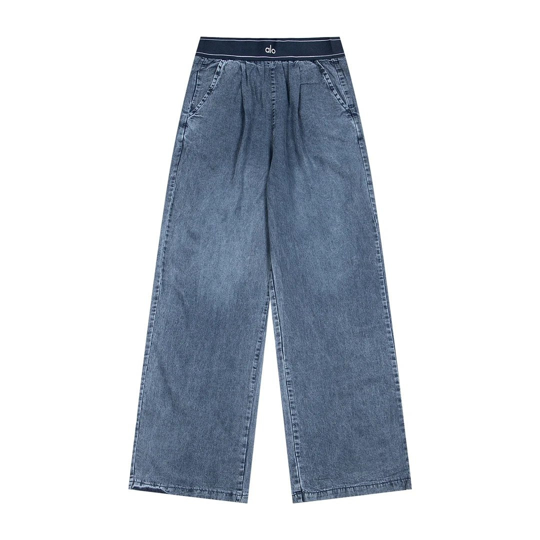 Alo Yoga Sweatpants Letter Embroidery logo25ss Spring Summer New Wide Leg Slim Fit Jeans Women Loose Fit Long Pants