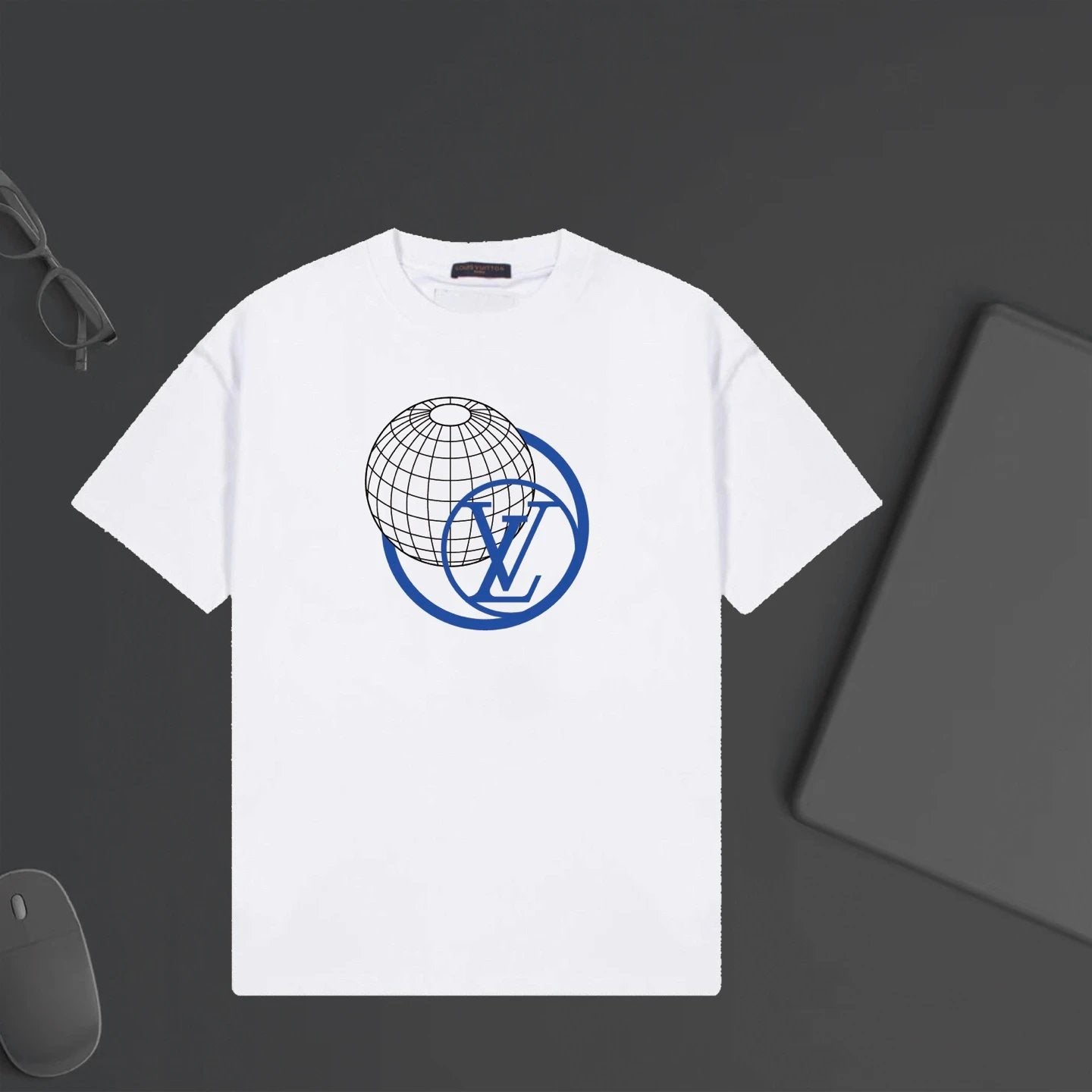 Louis Vuitton LV T-shirt Chest Sphere Print logo round Neck Short Sleeve25ss New Pure Cotton Unisex Style T T-shirt OS Loose Fit Base Shirt Top Half Sleeve T-Shirt