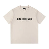 Balenciaga T-shirt Front and back Distressed Fuzzy Letter Print logo round Neck Short Sleeve25ss New Pure Cotton Unisex Style T Casual T-Shirt Base Layer Shirt OS Loose Fit Half Sleeve Top Plus Size
