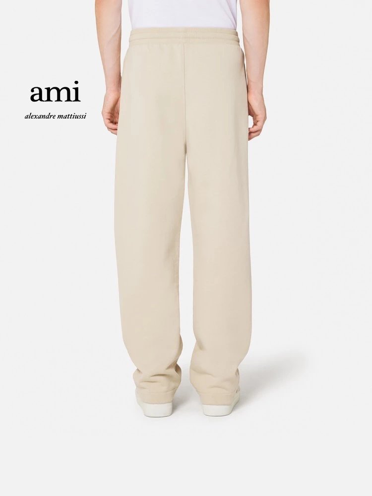 Ami Sweatpants Top Version for Men and Women22Autumn and Winter New Love Cotton Solid Color Casual Loose Couple Sports Pants Trousers