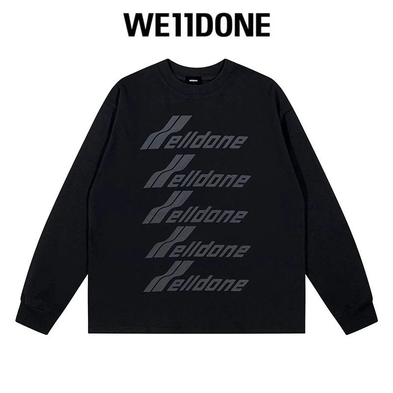 We11done Hoodie Top Version Zhao Lusi Yang Mi Long Sleeve T T-shirt Color Graffiti Letters Gradient Spring and Autumn