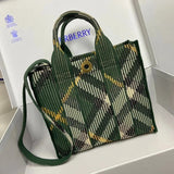 Burberry Women's Bag Top version 【Highest Version Original Leather】New Equestrian Portable Tote Bag New Mini Plaid Knitted Tote Bag Tote Bag Autumn and Winter Commuter Women's Bag Women's Shopping Bag Vegetable Basket Bag Handbag Messenger Bag Shoulder Ba