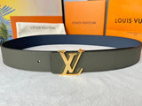 Louis Vuitton LV Belt Top version The Most New Belt4.0cm Men's Belt Metal Buckle Men's Leather Belt with Classic Chessboard Plaid Belt with Genuine Goods Packaging