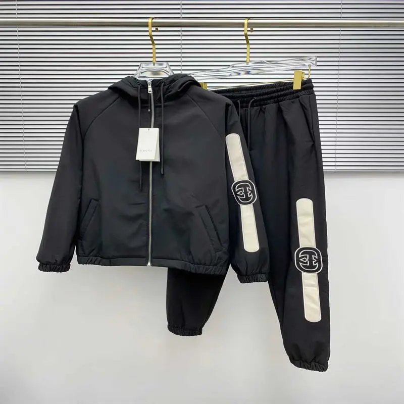 Gucci Sports suit Autumn and Winter New Classic Letter Print Embroidery Casual Fleece-Lined Suit Men's Casual Jacket