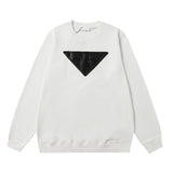 PRADA Hoodie Front chest logo Textured Print Crewneck Sweatshirt Casual Loose Fit Versatile Pure Cotton Terry Pullover Sportswear os Basic Layer T-Shirt for Men and Women Same Style24ss Autumn and Winter New Products