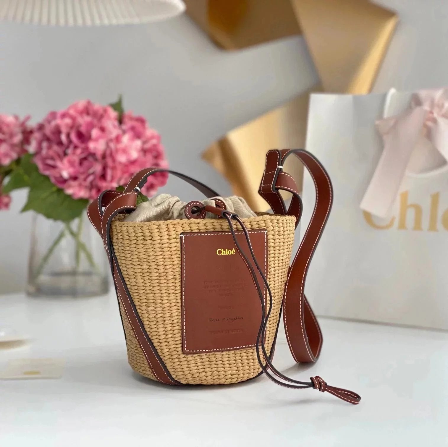 Chloe Bag Top version 【Summer Solstice New Original Leather】Recently, the Latest Release of a Group and Mifuko Cooperative Dish Basket Bag BasketBag Women's Bucket Bag Straw Bag Woven Bag