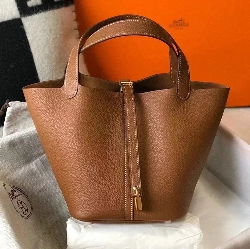 Hermes women's bag Top version Women's Bag21New Handmade picotin Bucket Bag1822Vegetable Basket Bucket Bag Handbag