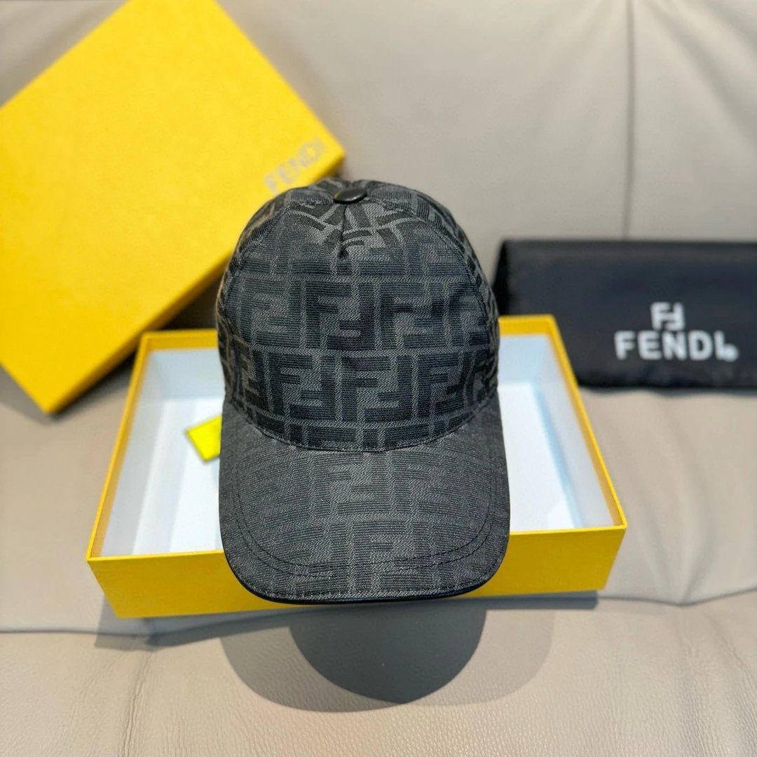 Full Print Double F Jacquard logo Baseball Cap Sunshade Sun Protection Duckbill Cap Slimming Face Curved Brim Versatile Large Head Circumference Sports Hat Unisex Couple Style