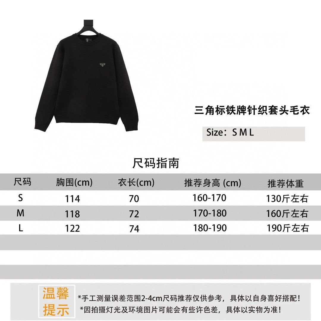 PRADA Sweater Triangle Mark Iron Brand Knitted Pullover Sweater Same Style for Men and Women