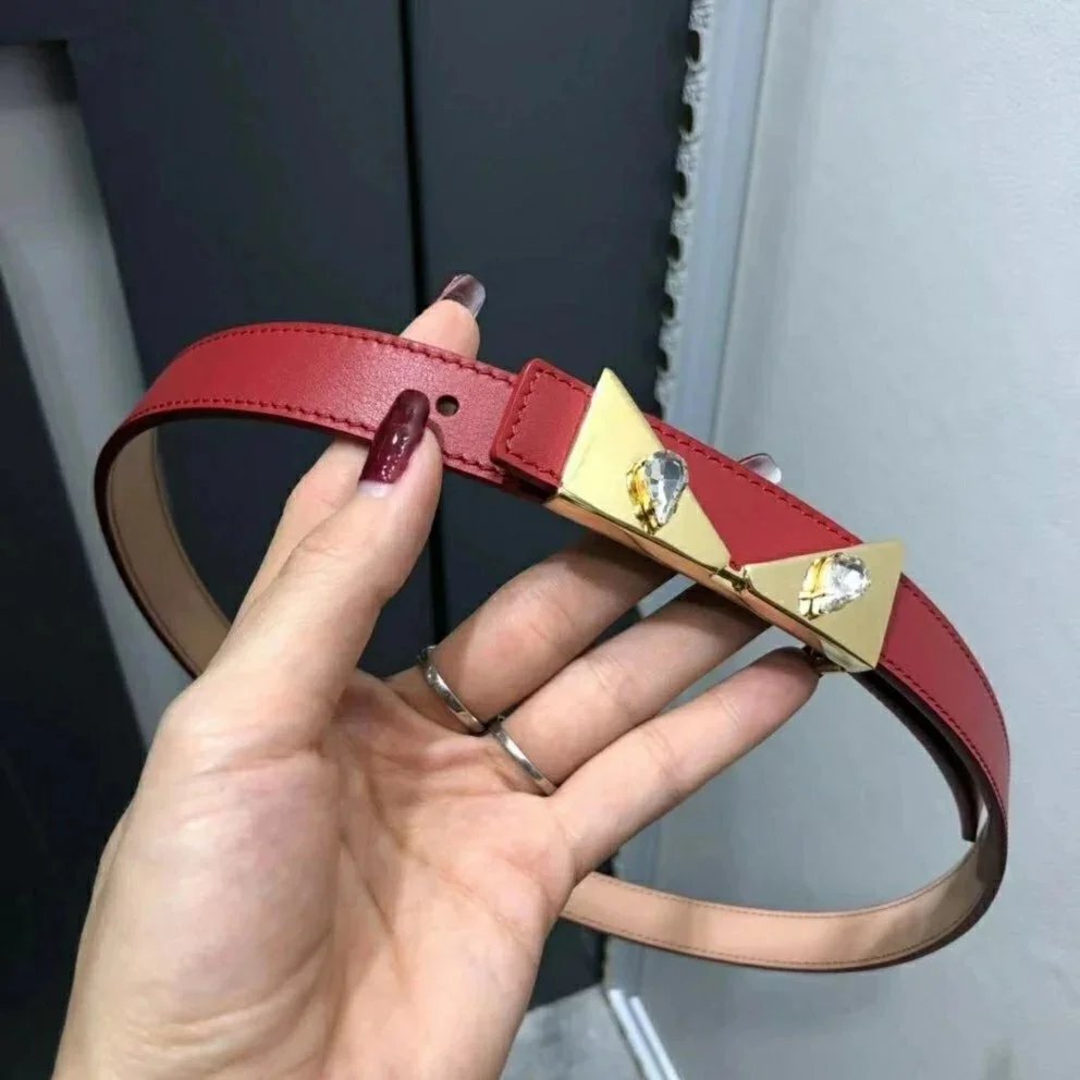 FENDI Belt Top version 2019New European Station Women's Belt Little Monster Genuine Leather Casual Versatile Belt2.0cm