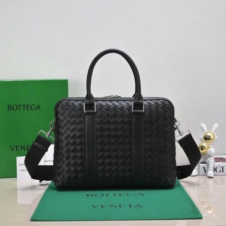 Bottega Veneta Men's Bag Top version 【Version】New Men's Weaving Briefcase Men's Handbag Casual Bag Business Men's Briefcase Briefcase Business Traveling Luggage Bag Woven Bag Men's Bag