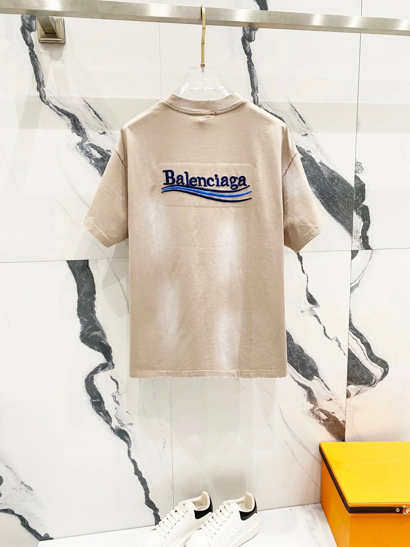 Balenciaga T-shirt Front and Back Wave Cola Letter Embroidery logo round Neck Short Sleeve25ss New pure cotton T Unisex T-Shirt OS Loose Fit Base Shirt Top Half Sleeve T-Shirt