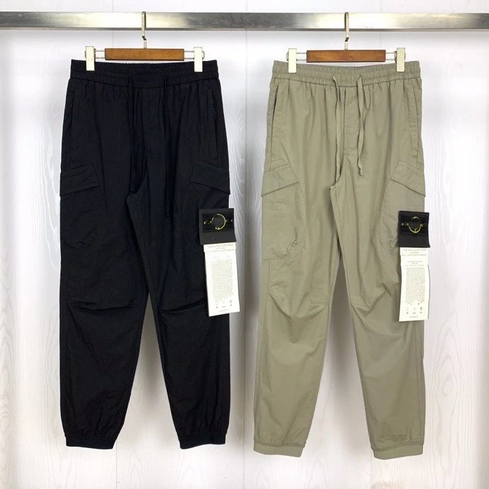 Stone Island Overalls European and American Fashion Brand Compass Badge Embroidery Men and Women Same Style Leisure Cargo Pocket Ankle Banded Pants