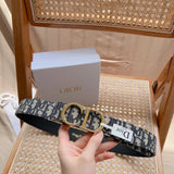 Dior Belt Top version Universal Belt Width for Men and Women3.5cm Counter Full Set of Packaging Original Leather Material Classic Presbyopic Full Printed Canvas Full Stand Leather Lychee Pattern Bottom Letter Buckle Support NFC Chip Scanning