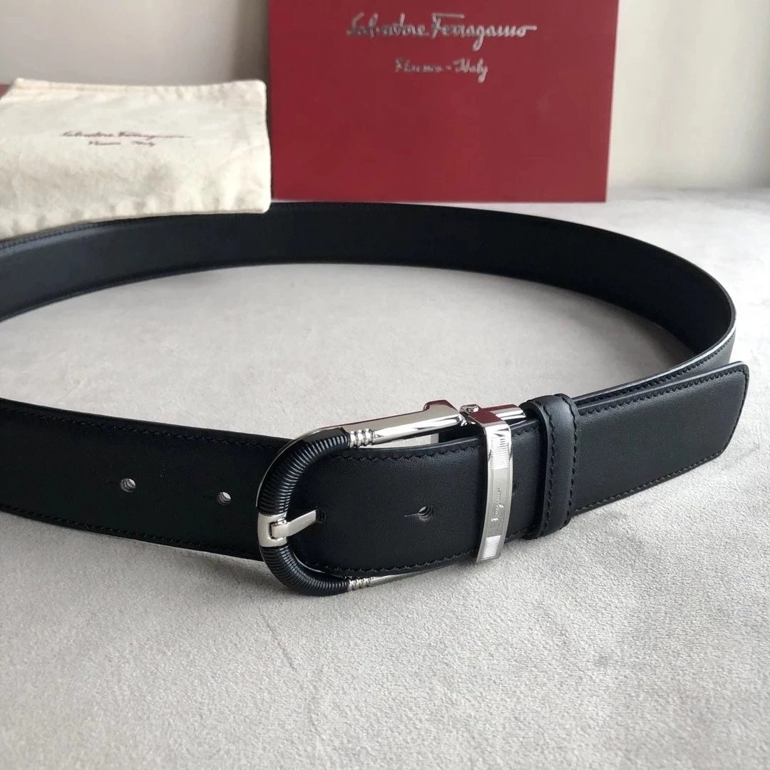 Ferragamo Belt Top version 【Full Package】Belt Width for Men and Women3.5cm Pin Buckle with Chip nfc Anti-Counterfeiting Quality Counter Full Set Packaging Italian Double-Sided Cowhide Matching Boutique Brass Buckle Length Can Be Cut by Yourself Counter Be