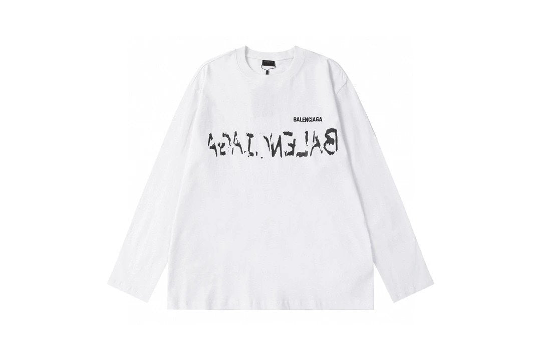 Balenciaga Hoodie -Letter graffiti logo Round Neck Sweatshirt Long Sleeve Base Shirt Jacket Top Fashion Unisex Sports Casual Loose Fit Versatile Autumn Winter New Arrival
