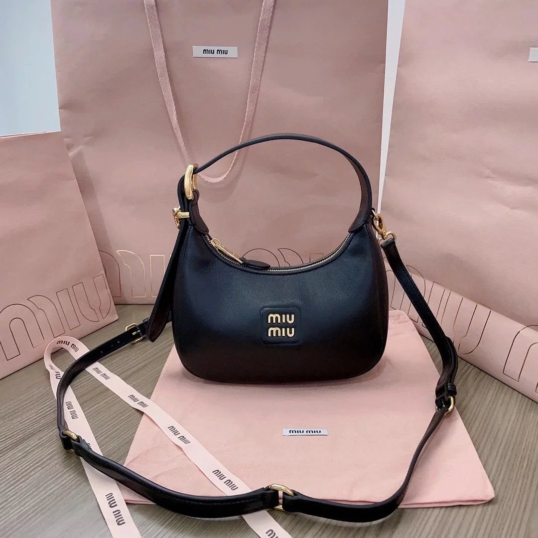 Miu Miu Bag Top version New Model Style hobo Bag Imported Calfskin Glossy Leather Handbag Mini Handbag Shoulder Bag Messenger Bag Women's Bag5BC161