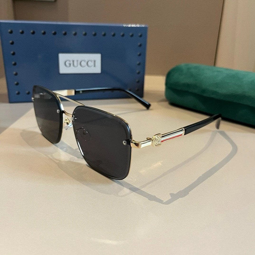 Gucci Sunglasses Classic Metal Single Bridge Aviator Sunglasses Slimming Non-Prescription UV Protection Unisex Couple Style Driving Beach Fishing25ss New Sports Casual Versatile