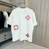 Louis Vuitton LV T-shirt Full Print Classic Logo Logo Crew Neck Short Sleeve25ss New Pure Cotton Unisex Style T T-shirt OS Loose Fit Base Shirt Short Sleeve T-Shirt Top