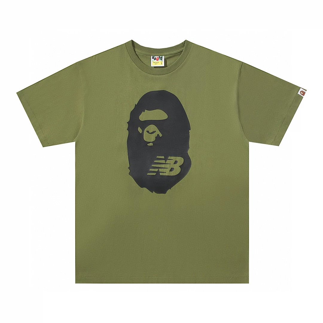 Bape T-shirt Top Version Fashion Brand Small Icon Embroidered Men's and Women's Short Sleeve T T-shirt Couple Cotton Printed round Neck Half Sleeve