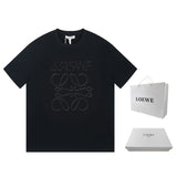 LOEWE T-shirt Gold embroidery on the chest is misaligned large logo round Neck Short Sleeve25ss New Pure Cotton Unisex Style T T-shirt OS Loose Fit Base Shirt G Home Top Half Sleeve T-Shirt