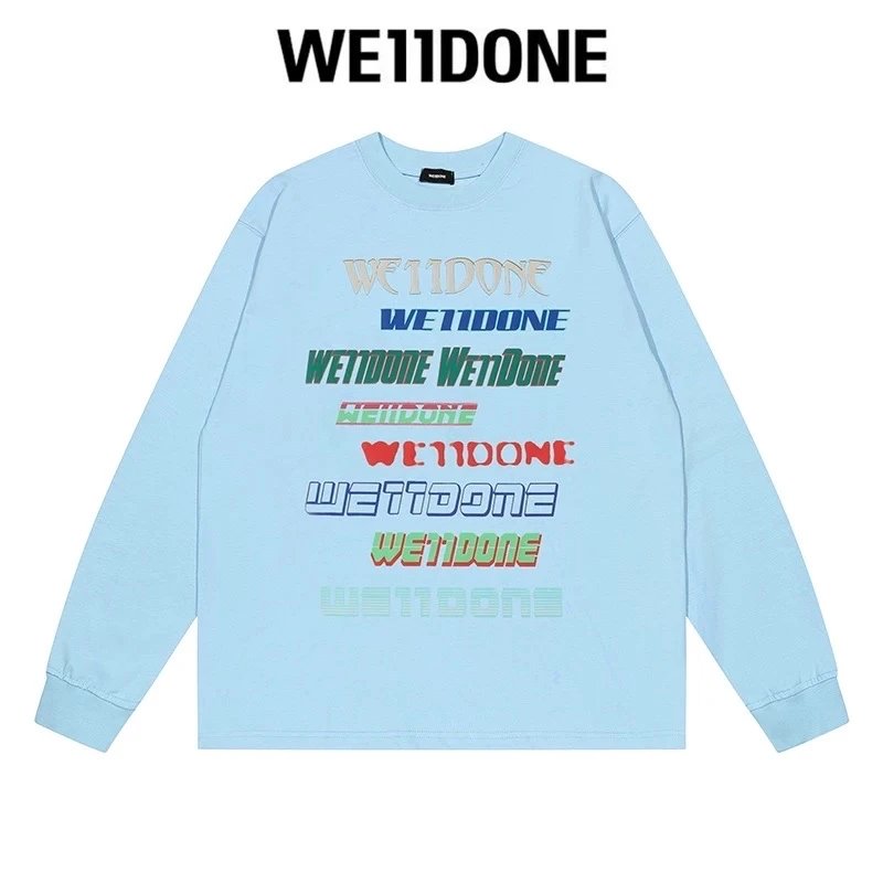 We11done Hoodie Top Version Zhao Lusi Yang Mi Long Sleeve T T-shirt Color Graffiti Letters Gradient Spring and Autumn