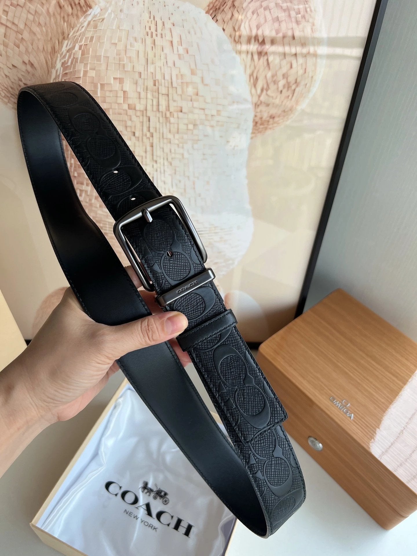 COACH Belt Top version Belt Genuine Cattlehide Leather Surface Belt Men's Pure Cowhide Belt Belt Men's Business Casual Belt Belt Men's High-End Belt