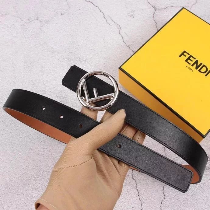 FENDI Belt Top version Belt Women's Belt Italy Imported Cowhide Leather Pure Original Leather Men's Belt Smooth Buckle Women's Belt Belt3.0cm