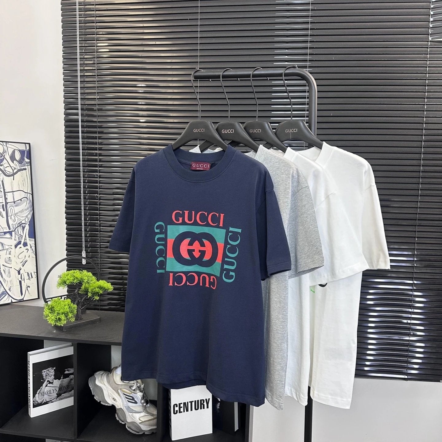 Gucci T-shirt Classic logo Square Frame Letter Print logo round Neck Short Sleeve25ss New pure cotton T Unisex T-Shirt OS Loose Fit Base Shirt Top Half Sleeve T-Shirt
