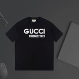 Gucci T-shirt Chest Letter Print logo round Neck Short Sleeve25ss New Pure Cotton Unisex Style T Casual T-Shirt Base Layer Shirt OS Loose Fit Half Sleeve Top Plus Size