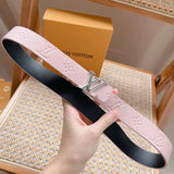 Louis Vuitton LV Belt Top version 【Counter Quality】Belt New Belt3.0，2.5cm Women's Belt v Women's Leather Belt with Metal Buckle with Classic Presbyopic Chessboard Grid Belt with Genuine Goods Packaging No Problem in and out of the Counter Versatile Casual