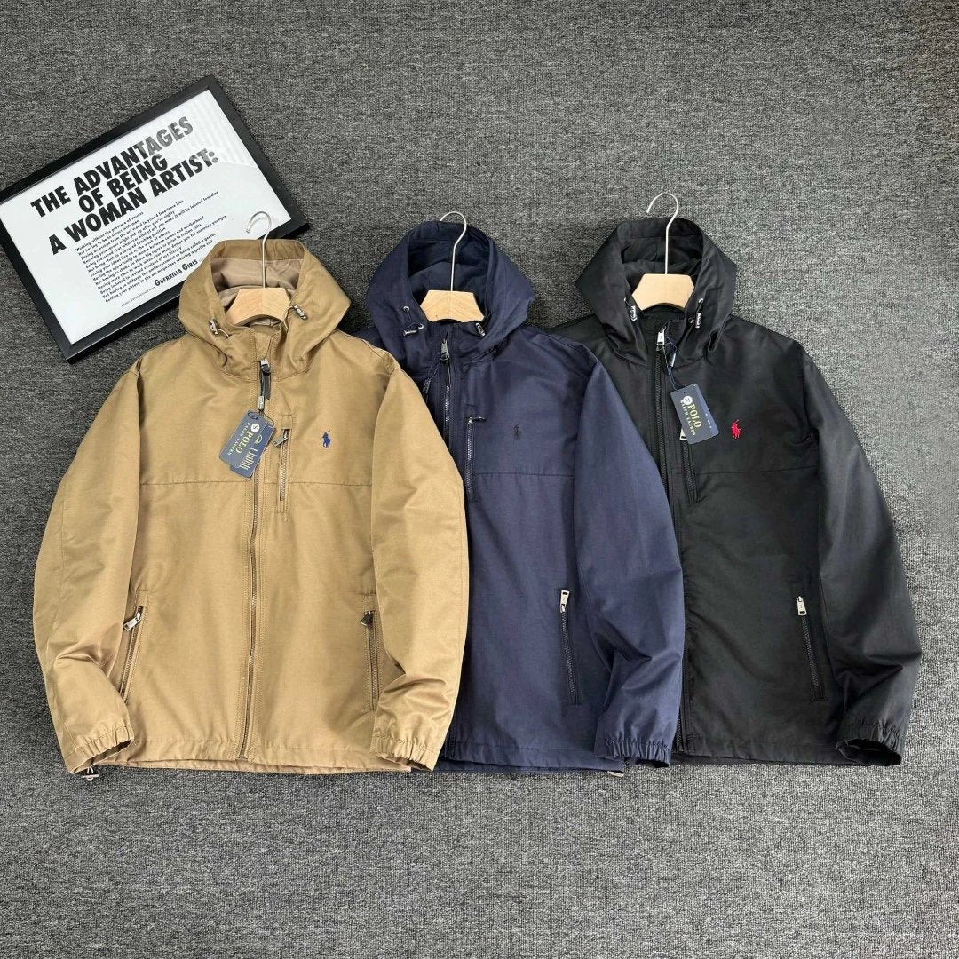 Ralph Lauren jackets High Version Scan Code Horse Logo Hooded Zipper Jacket Men and Women Same Style Jacket Casual Trench Coat Waterproof Top