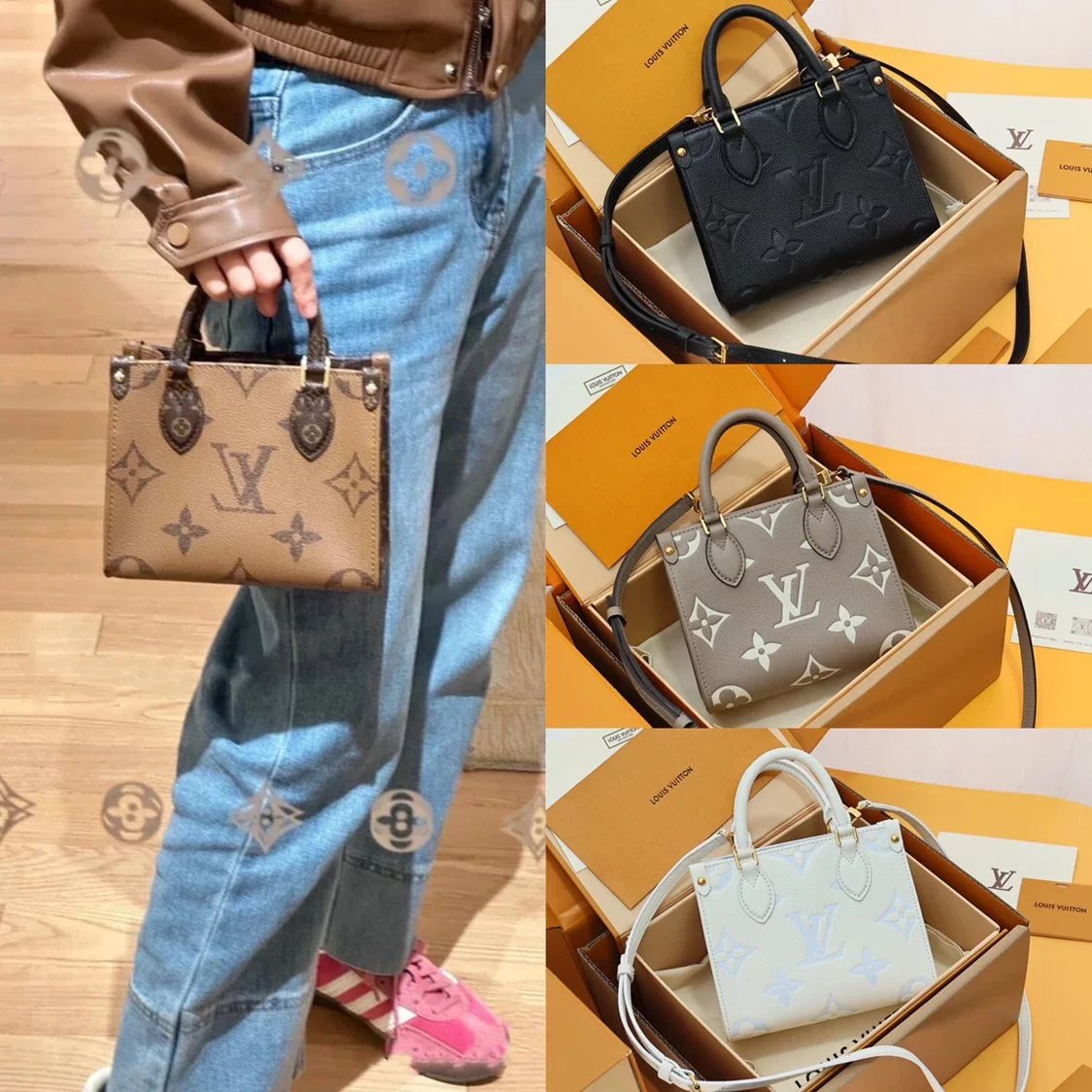 Louis Vuitton LV Women's Bag Top version 【2024New Duobao Leather】OnThegoBB Mini Handbag Women's Bag Tote Bag mini Small Tote Bag Women's Mini Portable Shoulder Messenger Bag tote Shopping Bag M46993M47054M46839