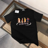 LOEWE T-shirt Four Rabbits Print on the Chest logo round Neck Short Sleeve25ss New Pure Cotton Unisex Style T Casual T-Shirt Base Layer Shirt OS Loose Fit Half Sleeve Top Plus Size