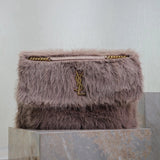 YSL Women's Bag Top version 【Maximum Version】Autumn and Winter Niki Rabbit Fur Series Oversized Niki47cm Rabbit Fur Large Tote Bag Hobo Bag Luggage Bag Fluffy Niki Bag New Women's Bag Mink Fur niki32cm Large Size Medium Size28cmNiki Rabbit fur bag