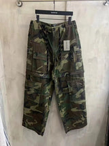 Balenciaga Sweatpants Heavy Industry Special Plaid Print Cargo Multi-Pocket Wide-Leg Pants Unisex Sports Casual Loose Fit Versatile